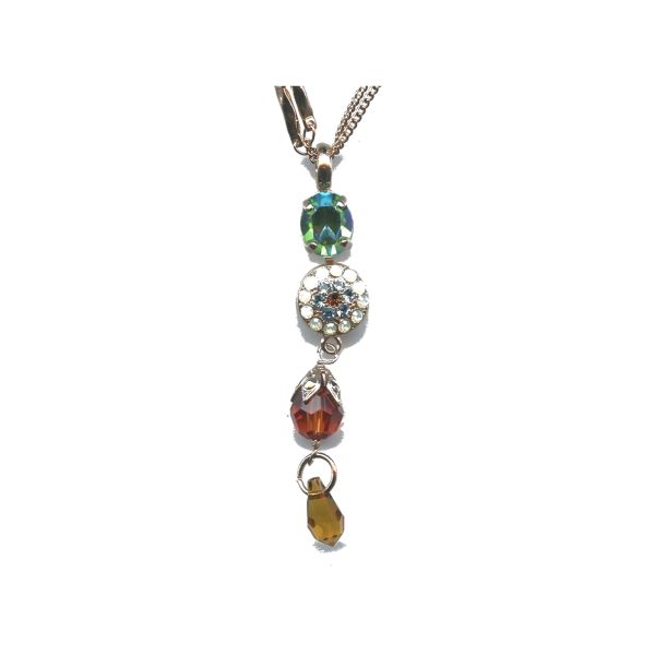 Pendant By Mariana Woman Striking Pacific Opal and Aqua Blue Swarovski Crystals