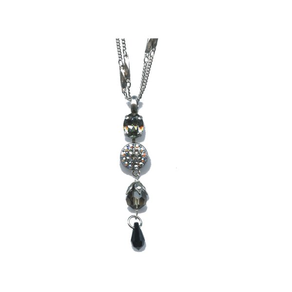 Pendant By Mariana Woman Chic Black Diamond and Greige Swarovski Crystals