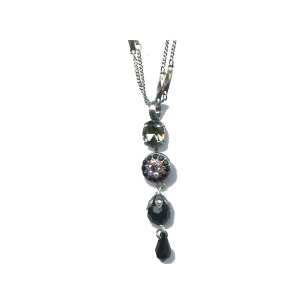 Pendant By Mariana Woman Eye-Catching Jet and Clear Swarovski Crystals