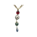 Pendant By Mariana Woman Modern Topaz and Red Swarovski Crystals - Image 2