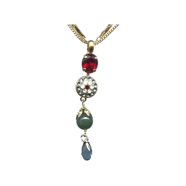 Pendant By Mariana Woman Modern Topaz and Red Swarovski Crystals