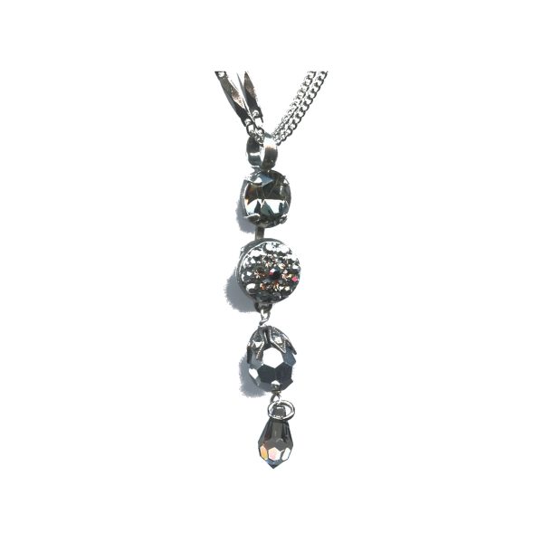 Pendant By Mariana Woman Hematite and Clear and Black Diamond Swarovski Crystals