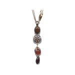 Pendant By Mariana Woman Jasper Mineral and Cyclamen Opal Swarovski Crystals