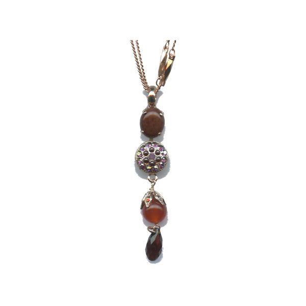 Pendant By Mariana Woman Jasper Mineral and Cyclamen Opal Swarovski Crystals