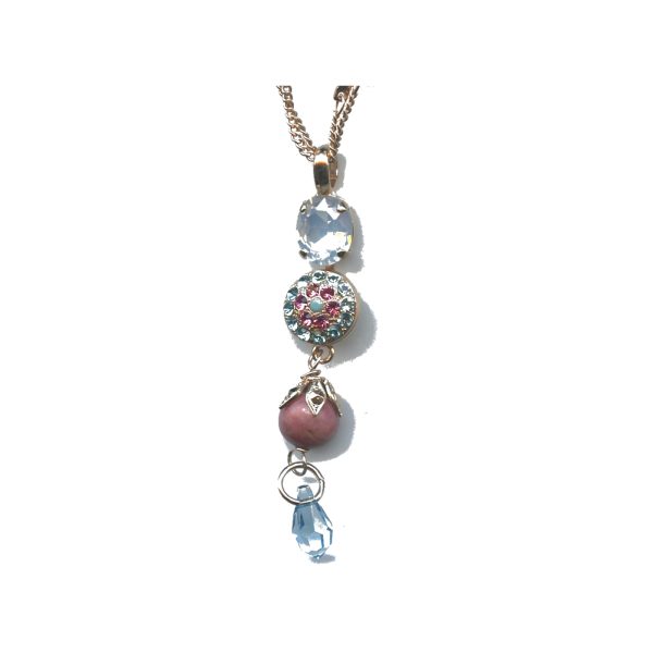 Pendant By Mariana Woman Feminine Pinks and Blues Swarovski Crystals