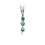 Pendant By Mariana Woman Chic Turquoise Mineral and Peridot Swarovski Crystals - Image 2