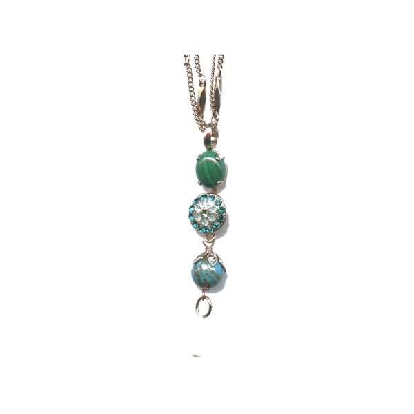 Pendant By Mariana Woman Chic Turquoise Mineral and Peridot Swarovski Crystals