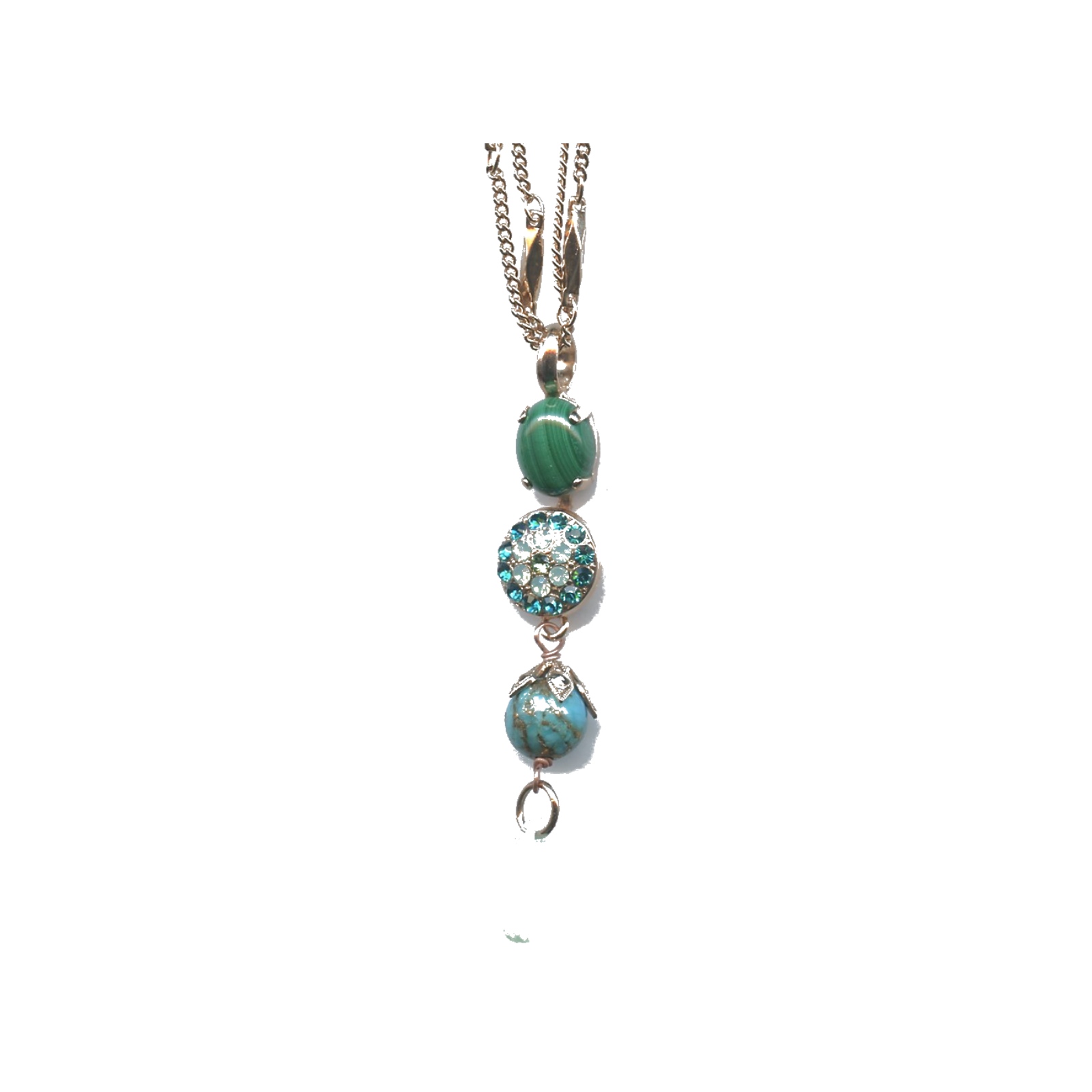 N-5416-1-M1076-SP Pendant By Mariana Woman Chic Turquoise Mineral and Peridot Swarovski Crystals - Image 1