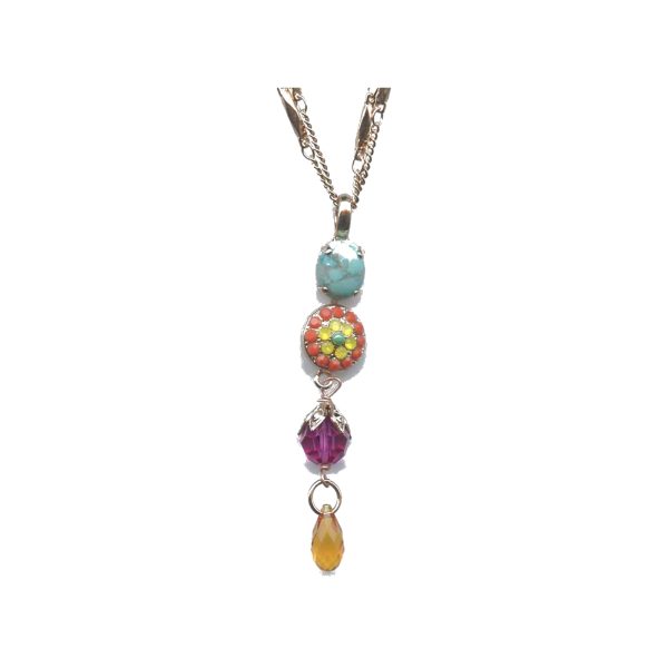 Pendant By Mariana Woman Dazzling Turquoise Mineral and Blues Swarovski Crystals