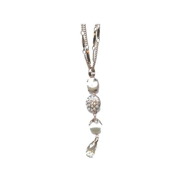 Pendant By Mariana Woman Chic Riverstone Mineral and Clear Swarovski Crystals