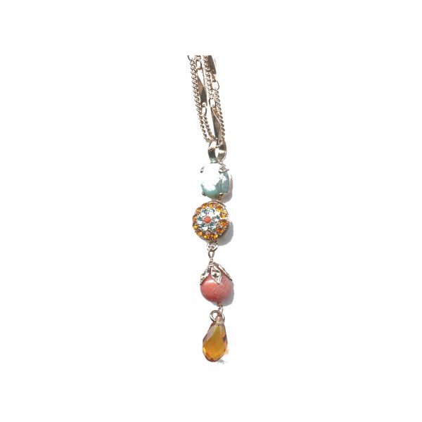 Pendant By Mariana Woman Refined Turquoise Mineral and Blues Swarovski Crystals