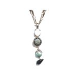 Pendant By Mariana Woman Classic Turquoise Mineral and Jet Swarovski Crystals