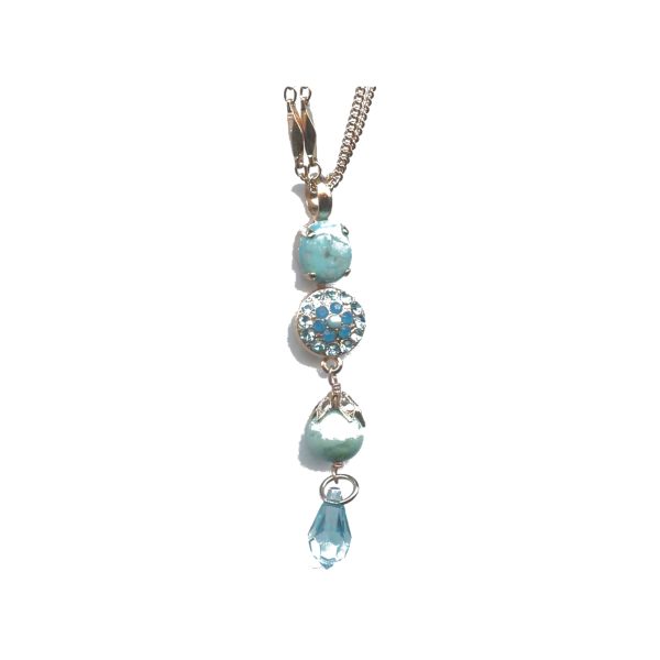 Pendant By Mariana Woman Chic Turquoise Mineral and Blues Swarovski Crystals