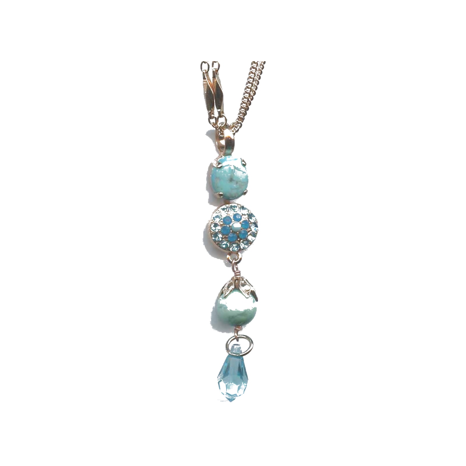 N-5416-1-M1082-SP Pendant By Mariana Woman Chic Turquoise Mineral and Blues Swarovski Crystals - Image 1