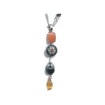Pendant By Mariana Woman Turquoise Mineral and Light Aqua Swarovski Crystals - Image 2