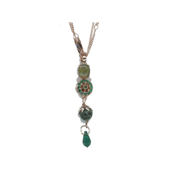 Pendant By Mariana Woman Distinctive Jade Mineral and Emerald Swarovski Crystals